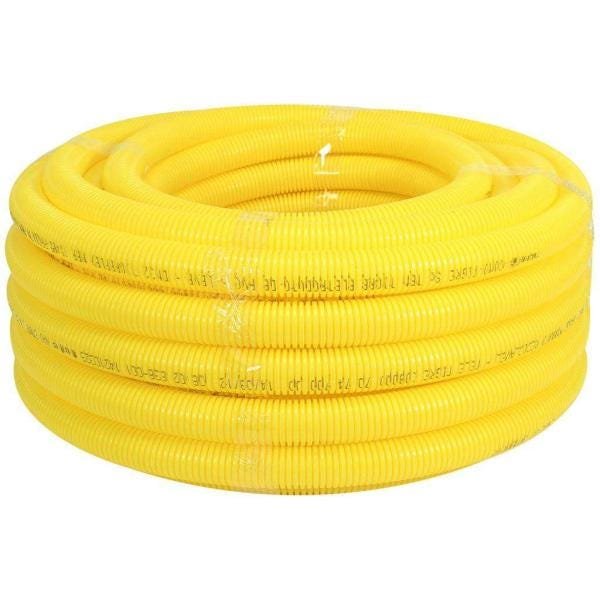 Conduíte Flexivel Corrugado PVC Amarelo 3/4 25mm Rolo Com 50m Tigre