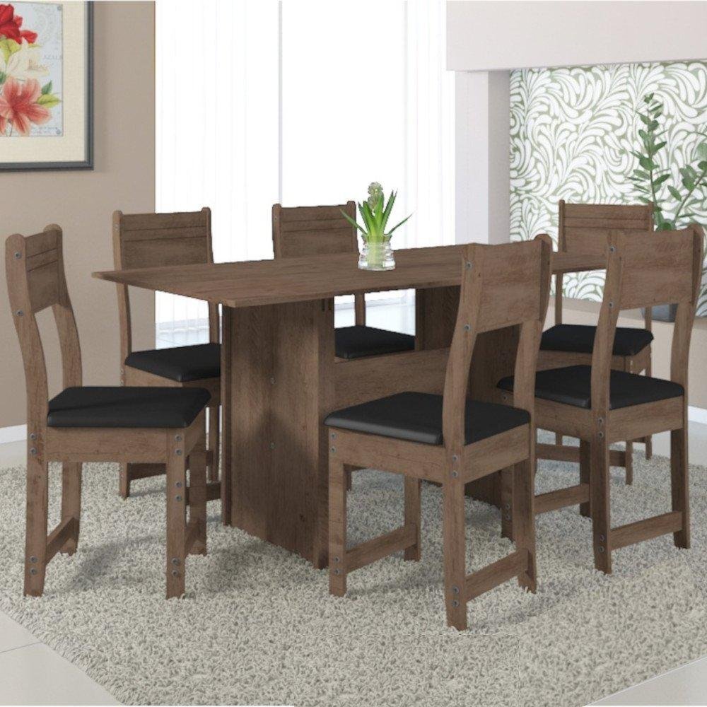 Mesa de Jantar Pérola 1,50 c/ 6 Cadeiras Noce Indekes - 1