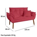 Ver imagem 4 de Kit Poltrona Decorativa Namoradeira 2 Puffs Quadrado e 2 Almofadas Suede Vermelho - Lm Decor