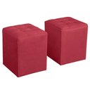 Ver imagem 3 de Kit Poltrona Decorativa Namoradeira 2 Puffs Quadrado e 2 Almofadas Suede Vermelho - Lm Decor