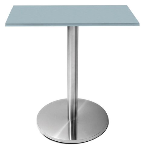 Mesa Beta Inox 75 Cm (altura) Disco Redondo Tampo Mdp Quadrado 80 Cm (larg) X 2,50 Cm (alt) Cinza
