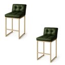Ver imagem 2 de Banqueta Cozinha Alta com Encosto Industrial Kit 2 Champanhe Lirina Pu C05 - D’Rossi