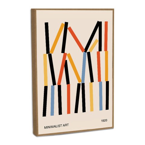 Quadro Decorativo Geometrico Abstrato Hastes Verticais com Moldura Filete