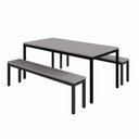 Ver imagem 2 de Mesa Cozinha e Refeitório 180cm x 90cm Pés Metal com 2 Bancos F5 Office Cor:Cinza Sagrado com