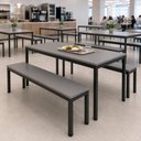 Ver imagem 1 de Mesa Cozinha e Refeitório 180cm x 90cm Pés Metal com 2 Bancos F5 Office Cor:Cinza Sagrado com