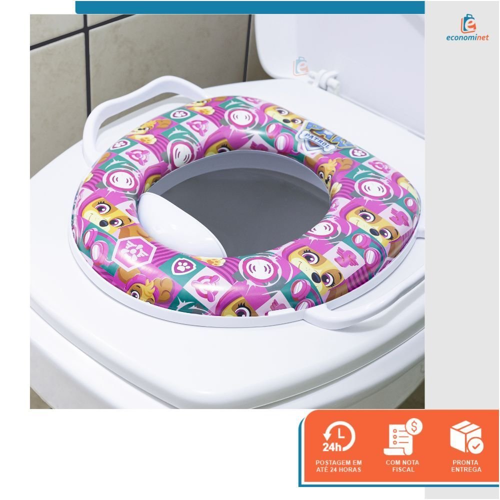 Kit Degrau Infantil Patrulha Canina Rosa + Redutor de Assento C/ Alça Patrulha Canina Skye - 7