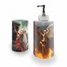 Kit Banheiro Saboneteira + Porta Escovas Porcelana Anjos & Demônions 400ml (BD01) - 1