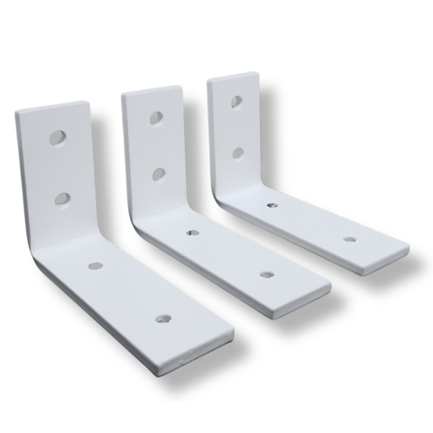 Kit 3 Cantoneiras Embutidas Formato L Estilo Moderno 10cm Mão Francesa para Prateleira Branco
