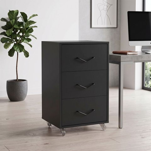 Gaveteiro Steel Preto para Escritório e Home Office com Design Moderno e Espaço para Organização
