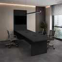Ver imagem 1 de Conjunto Mesa de Reunião 250x90cm com Painel TV MDF Preto