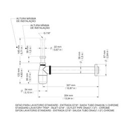 Sifão Lavatório 7/8" Saída Tubo Dn 40 Cr Docol - 2