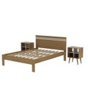 Ver imagem 2 de Conjunto Cama Casal com 2 Mesas de Cabeceira Marrom/Amêndoa/Off White