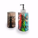 Ver imagem 1 de Kit Banheiro Saboneteira + Porta Escovas Porcelana Thor Ragnarok 400ml (BD02)
