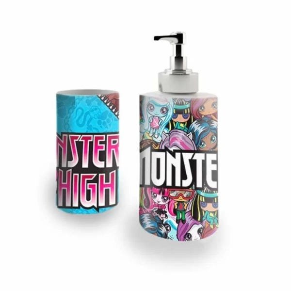 Kit Banheiro Saboneteira + Porta Escovas Porcelana Monster High 400ml (BD01) - 1