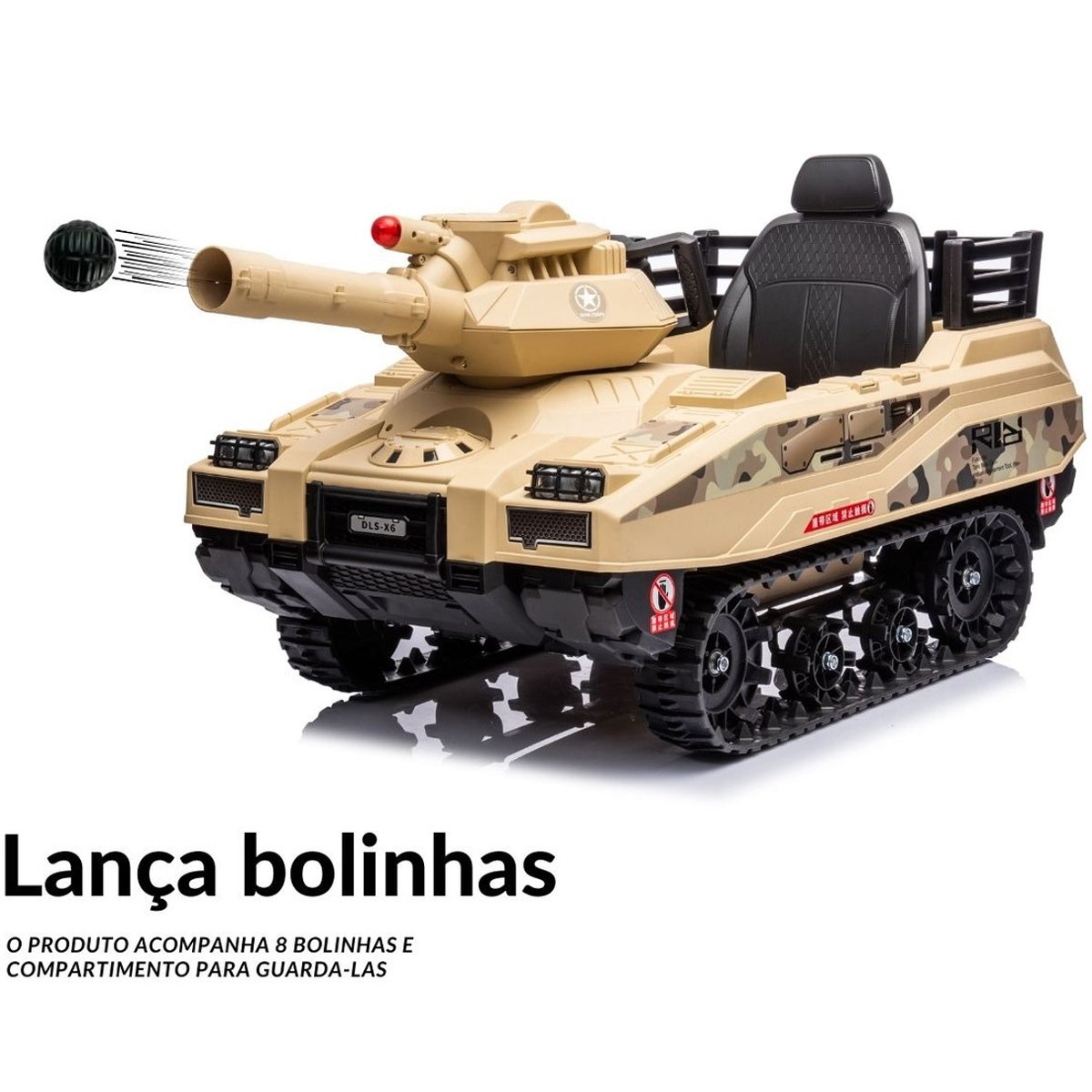 Mini Carro Elétrico Infantil Tanque Guerra 12v Munição Controle Musica Brinqway Bw-279 Amarelo - 4