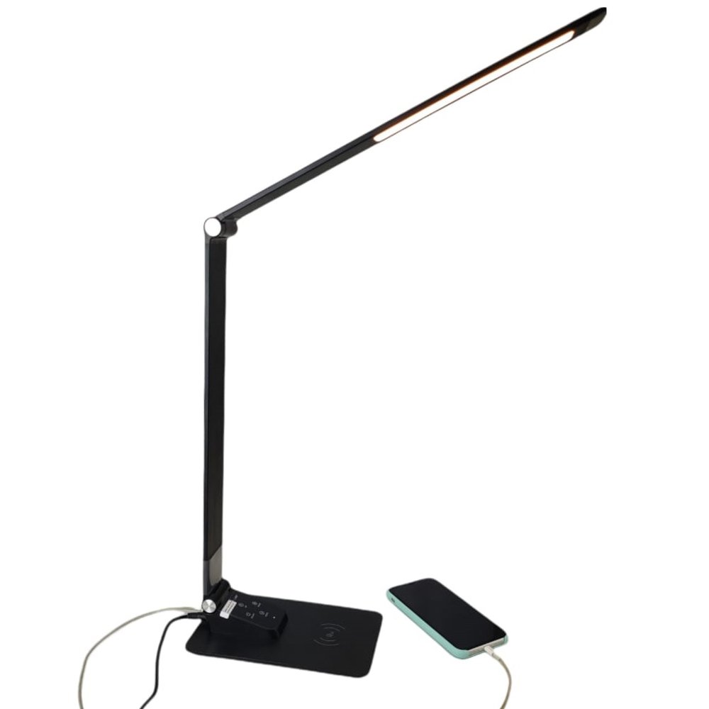 Luminária de Mesa LED Carregador Induçao Celular Touch Flexivel 5 Cores Articulavel Carregamento - 9