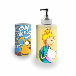 Kit Banheiro Saboneteira + Porta Escovas Porcelana Aventure Time - A Hora da Aventura 400ml (BD01) - 1