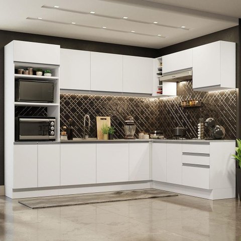Cozinha Completa 479001 Com Armário E Balcão Branco Branco