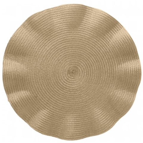 Sousplat Lugar Americano Redondo 38,5cm Plástico Dourado Babado Wolff Mesa Posta Arrumada Avulso