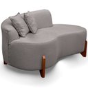 Ver imagem 4 de Sofá Orgânico 145cm Decorativo Curvo Pé de Madeira 2 Lugares Feijão Forma Orgânica Linho