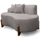 Ver imagem 1 de Sofá Orgânico 145cm Decorativo Curvo Pé de Madeira 2 Lugares Feijão Forma Orgânica Linho