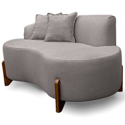 Sofá Orgânico 145cm Decorativo Curvo Pé de Madeira 2 Lugares Feijão Forma Orgânica Linho - 1