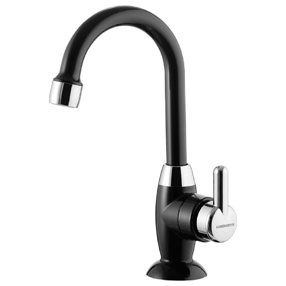 Torneira de Mesa para Lavatório com Bica Alta 1195 F31 Preto Cromado - 71110042 - Lorenzetti Torneir - 1