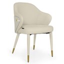 Ver imagem 2 de Kit 4 Cadeiras de Jantar Estofada Milano Design Italiano com Encosto Ergonômico - Creme/cinza