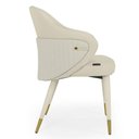 Ver imagem 5 de Kit 4 Cadeiras de Jantar Estofada Milano Design Italiano com Encosto Ergonômico - Creme/cinza