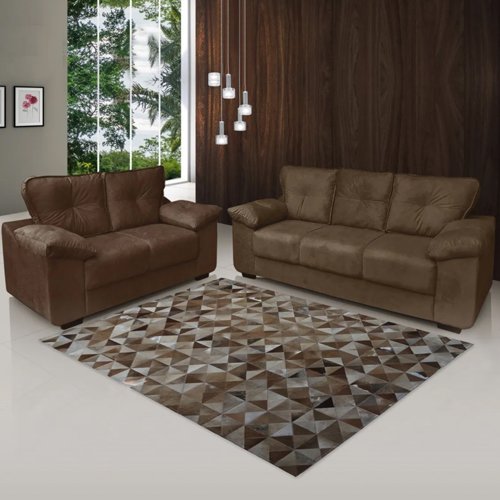 Conjunto de Sofá 2 e 3 Lugares Mamflex 1025 Londrina em Veludo Veludo