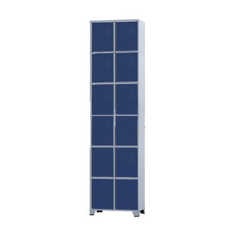 Armário Roupeiro de Aço 12 Portas para Vestiário Academia Locker Azul Marinho com Chave