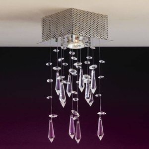 Plafon Sobrepor de Cristais Quadrado Obelisc 1 Lâmpada Bronzearte Transparente