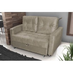 Sofá Cama Casal Reclinável Drika - Veludo Marrom Claro - 3