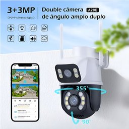 Câmera Ip Wifi de Segurança 2 em 1 Fixa + Rotativa com Áudio - 5