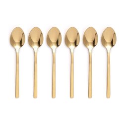 Jogo 6un Colher Chá Sobremesa Inox Dourado Luxe Gold Mesa - 1