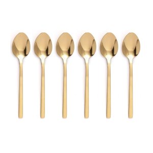 Jogo 6un Colher Chá Sobremesa Inox Dourado Luxe Gold Mesa