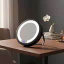 Ver imagem 1 de Espelho de Mesa Redond com Led - Touch - 20cm - Maquiagem - Moldura Preto Led Neutro