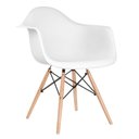 Ver imagem 2 de KIT - 2 x cadeiras Charles Eames Eiffel DAW com braços - Base de madeira clara - Branco