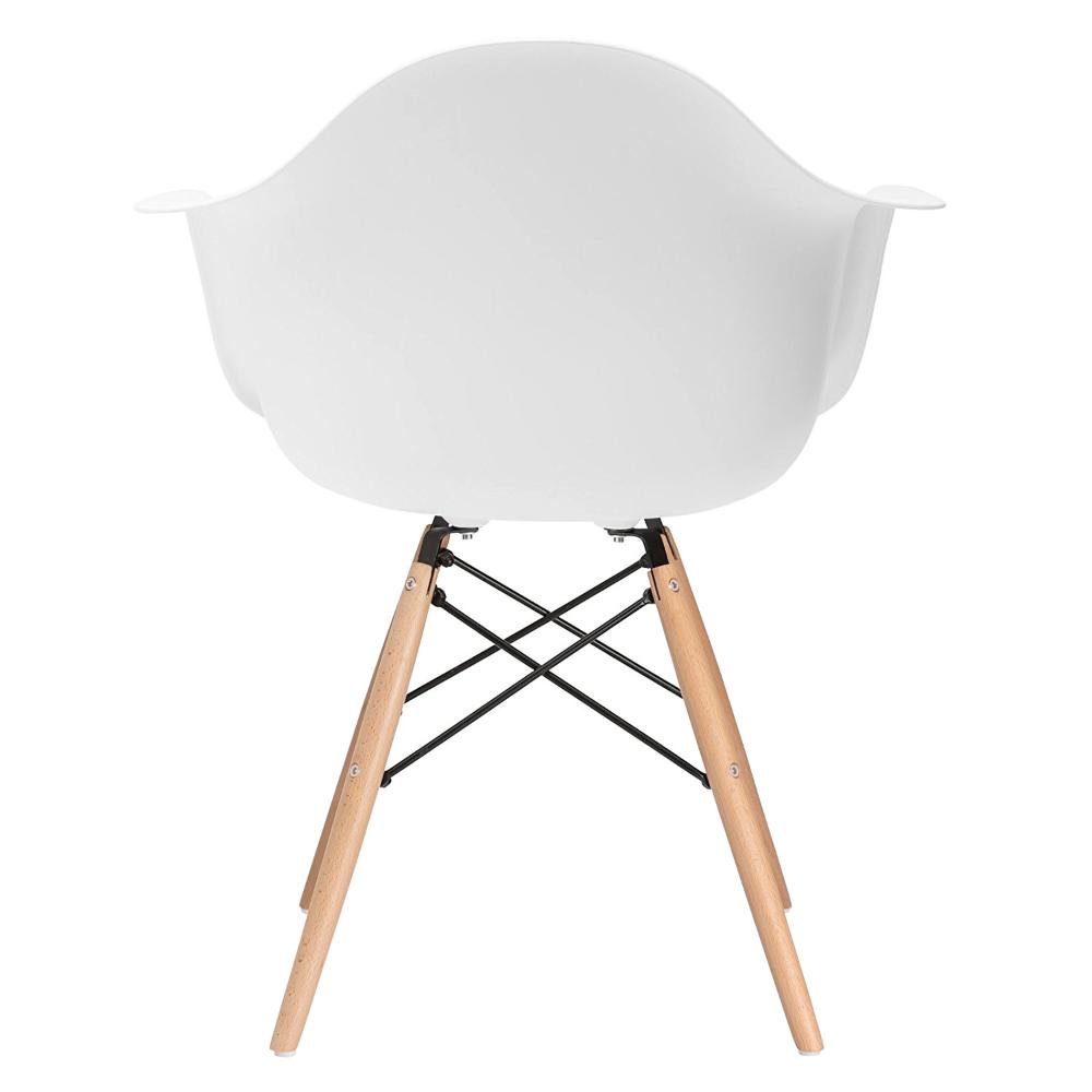 KIT - 2 x cadeiras Charles Eames Eiffel DAW com braços - Base de madeira clara - Branco - 4
