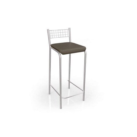 Banqueta com Encosto Gênova Marrom/Cromado