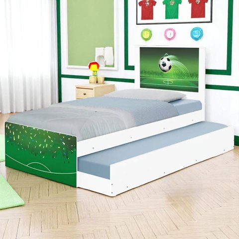 Cama Solteiro Infantil com Cama Auxiliar 195x96cm Personagens K02 - D’Rossi