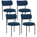 Ver imagem 1 de Kit 04 Cadeiras Estofadas para Sala de Jantar Louise L02 Suede Azul Marinho - Lyam Decor