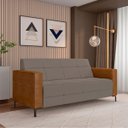 Ver imagem 2 de Sofá Living Decorativo Houston 2 Lugares 180cm Pés em Metal Veludo/ Pu Castor/ Caramelo G33 - Gran B