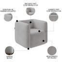 Ver imagem 3 de Poltrona para Sala de Estar Decorativa Quadrada Maggie K04 Veludo Cinza - Mpozenato