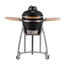 Ver imagem 1 de Churrasqueira Kamado Pequeno da Rasco Preto C/ Grelha Aço Inox, Suporte e Mesas. Serve até 5