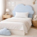 Ver imagem 3 de Cabeceira Infantil Nuvem Estofada Quarto Bebê Montessoriano:Azul-Celeste