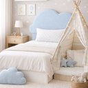 Ver imagem 1 de Cabeceira Infantil Nuvem Estofada Quarto Bebê Montessoriano:Azul-Celeste