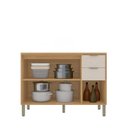 Ver imagem 4 de Balcão de Cozinha 3 Portas 2 Gavetas com Tampo MDF 120cm Bege/Freijó/Nazca