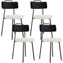 Ver imagem 1 de Kit 04 Cadeiras Decorativa Estofada Sala De Jantar Barcelona L02 Couríssimo Preto Linho Cru - Lyam L