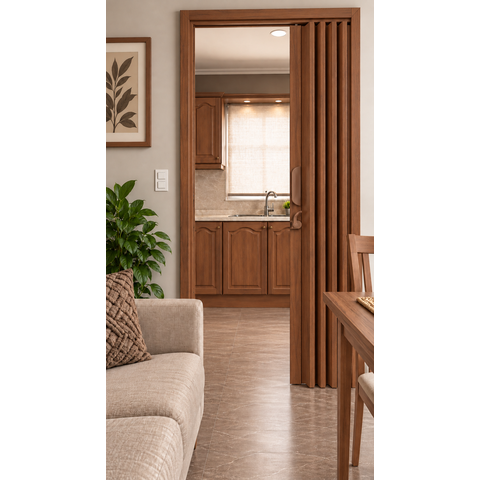 Porta Sanfonada de PVC 210cm x 60cm Plastporta Bcf Marrom/Imbuia